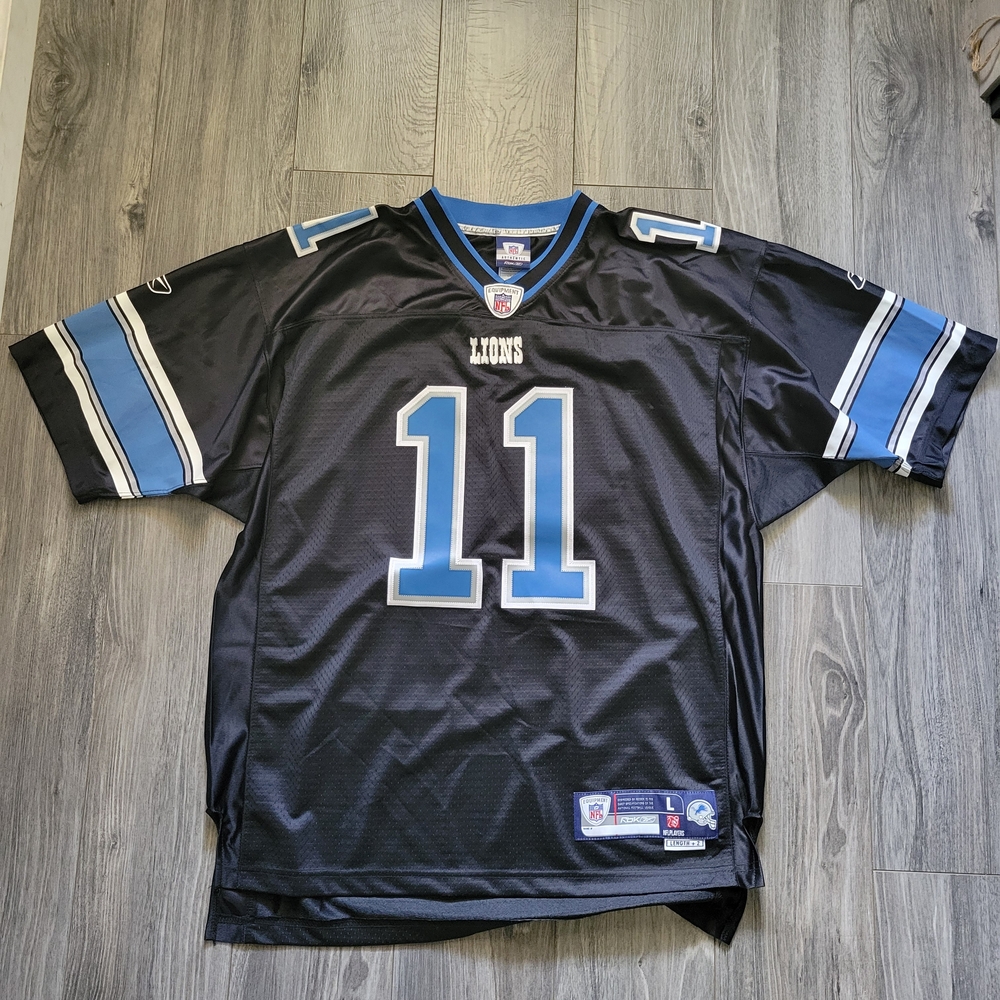 Reebok Black and Blue Detroit Lions Men's Jersey